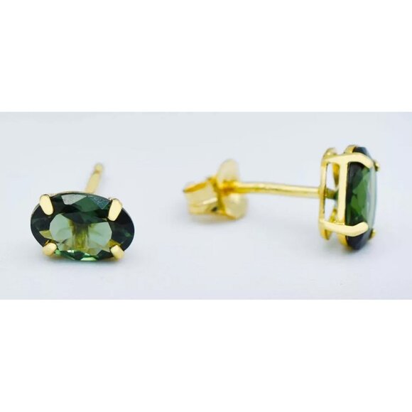 Genuine 1.86 Cts Tsavorite Stud Earrings 14k Gold